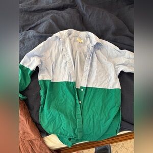 Anthropologie Blue and Green Button Down Shirt